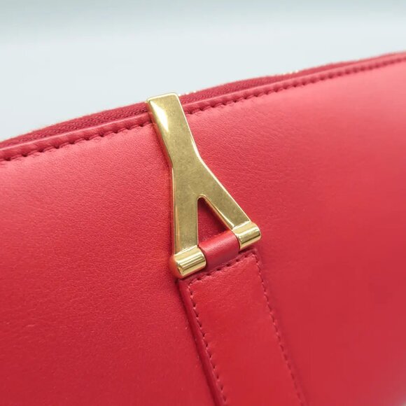 100% Authentic SAINT LAURENT Rive Gauche Red Leather Wallet - Picture 7 of 12